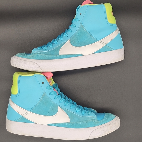 Nike Blazer Mid 77 GS 'Dance Baltic Blue Volt Pink' Youth Size 5 DQ6084-400 Used - Picture 3 of 12